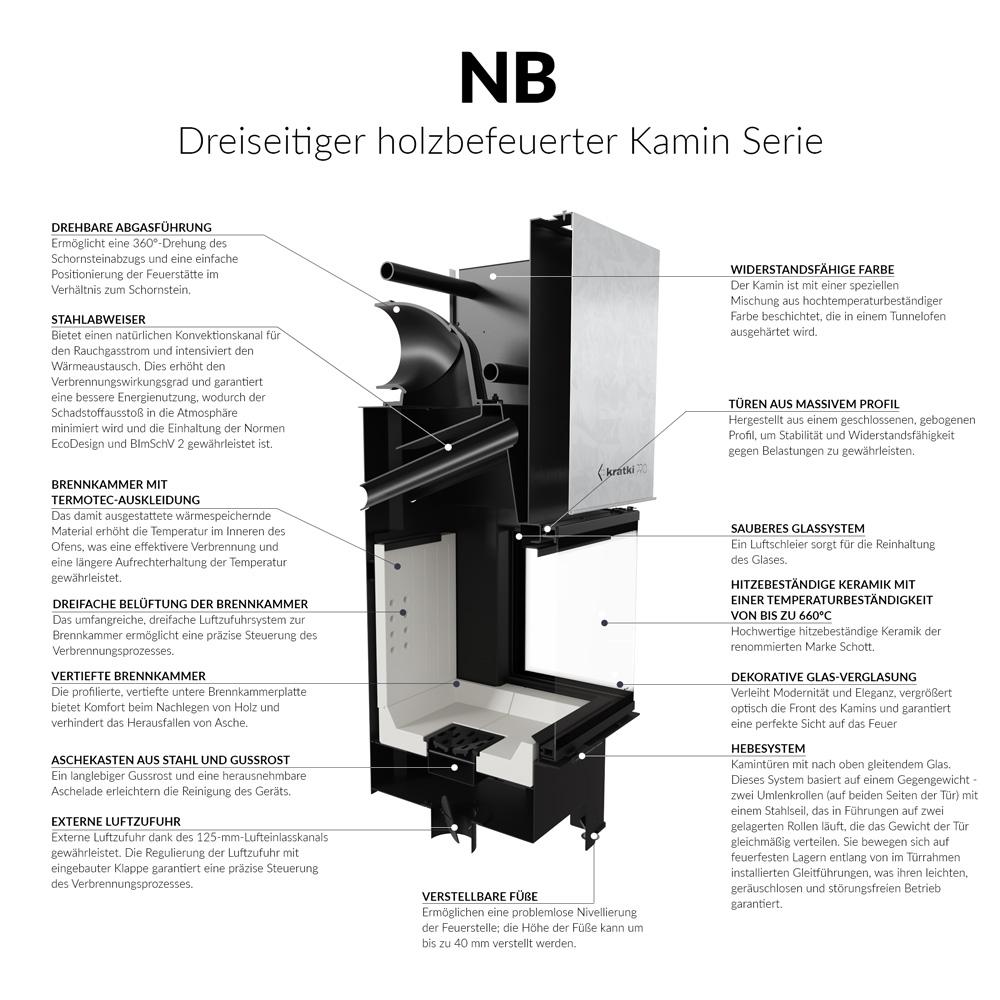 Stålpeis KRATKI NBC 800/400 venstre høyre 10 kW Ø 200 Oppløft