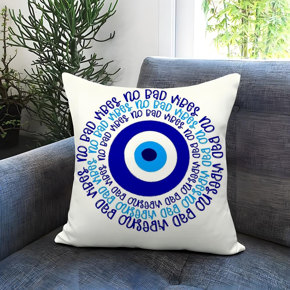 Art Evil Eye Symbol Cushion Cover Comfortable Reversible Pillow Cover Ideal for Car Sofa Bedroom & Beyond