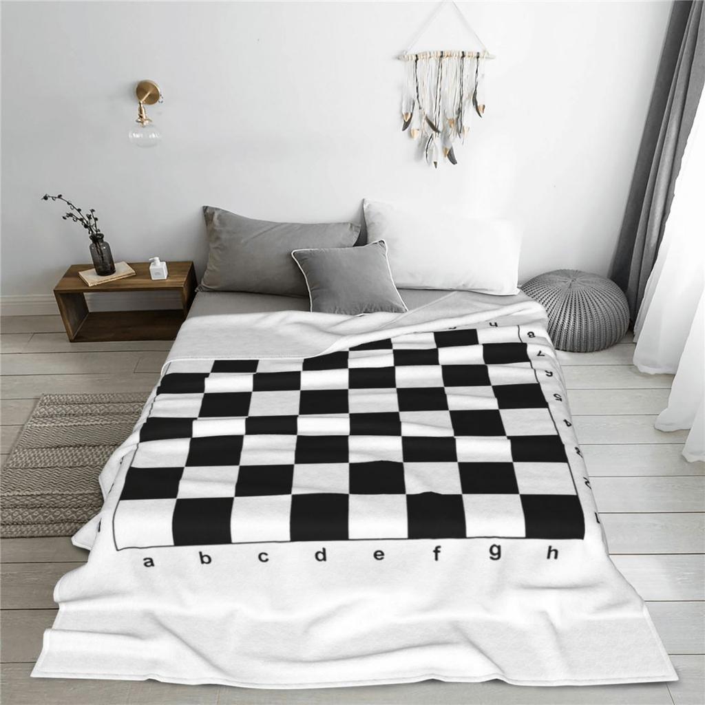 Chess Board Black And White Grid Checkered Blanket Soft Warm Flannel Throw Blanket Bedding for Bed Living room Picnic Home Sofa