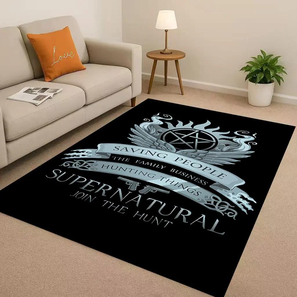 3D Supernatural Sam Dean Winchester TV Living Room Non-Slip Area Rug Soft Carpet for Bedroom Playroom Sofa,Home Decor Doormat