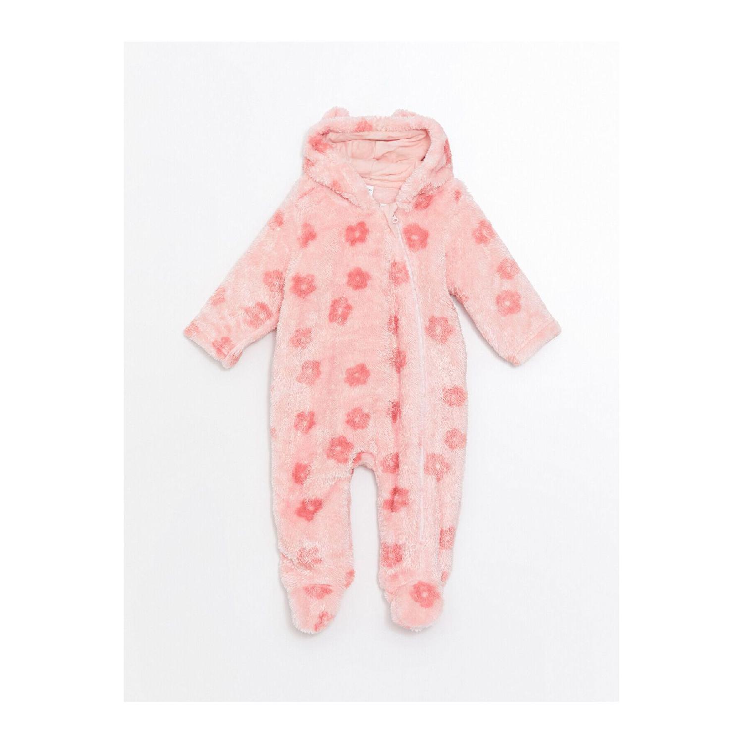 

Lcwk Hooded Long Sleeve Baby Girl Plush Jumpsuit 3-6 AY