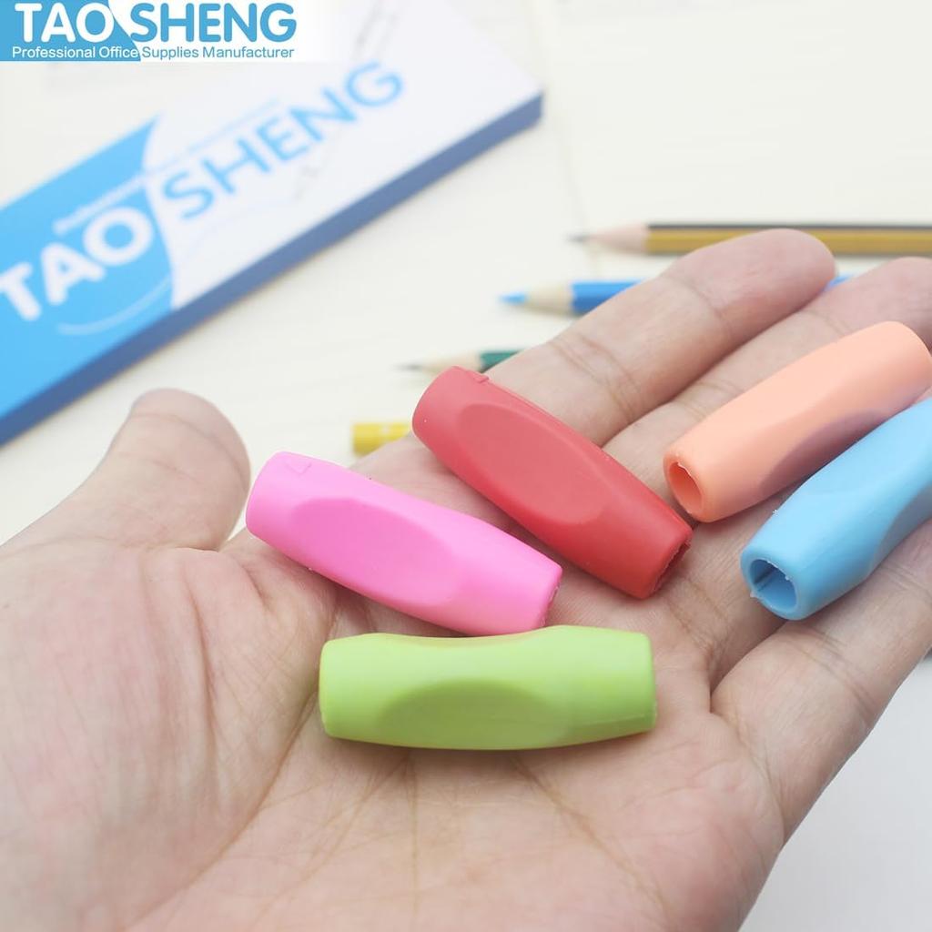 Silicone Pen Grips Set, Pure Color Pencil Grips Ambidextrous Writing Aid for Children Adults, Flexable Soft Comfortable Corrective Finger Tool for
