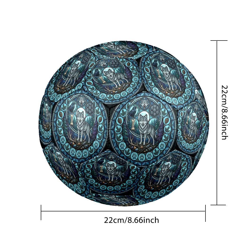 Wolf Nature Symbols Round Football Size 5 Adult Ball Suitable for Training Matches and Outdoor Team.