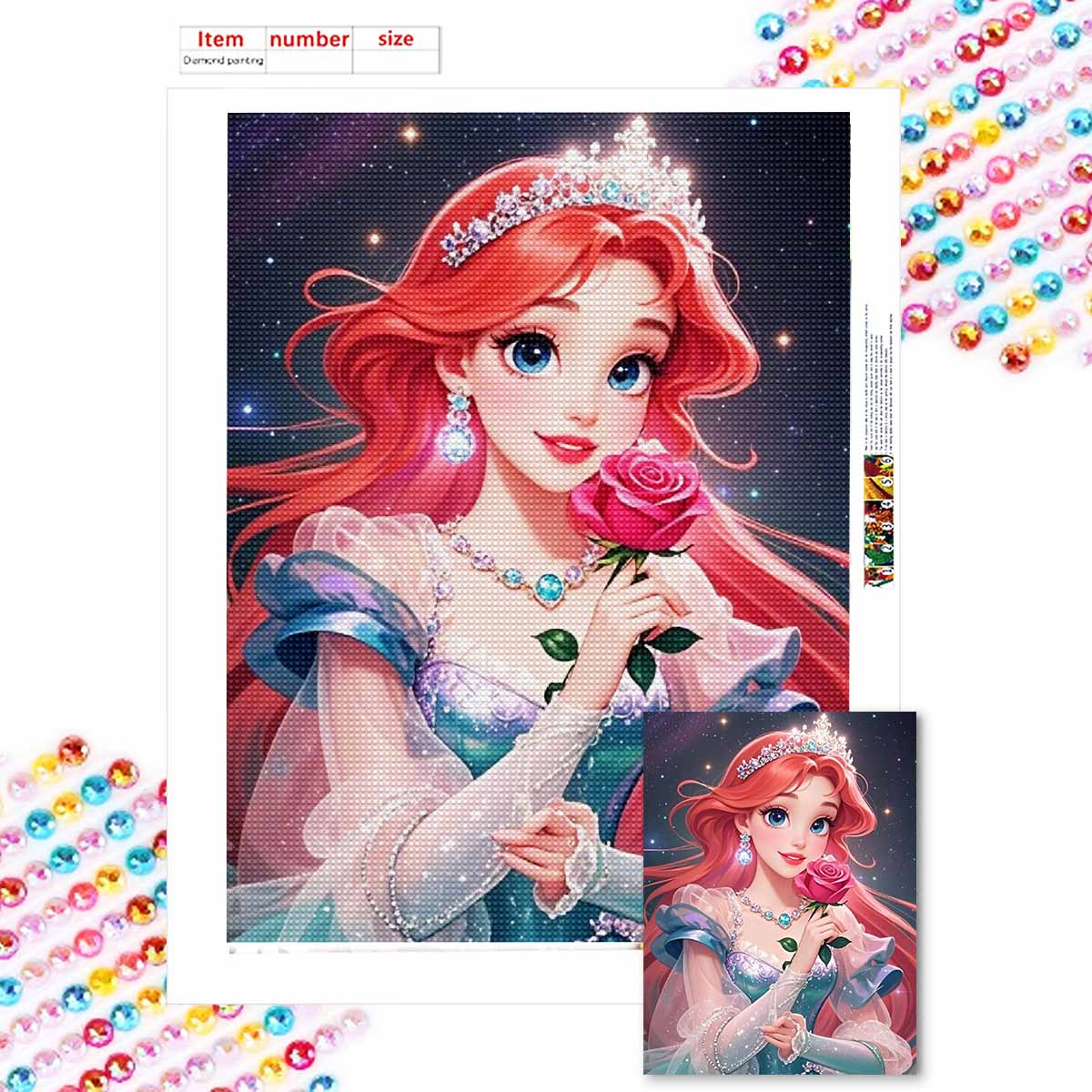 

Алмазная живопись своими руками Нет принцесс-русалок или цветов Набор для вышивания крестом Мозаичное искусство Алмазная живопись Полный круглый алмаз Домашнее украшение Round 20x30cm