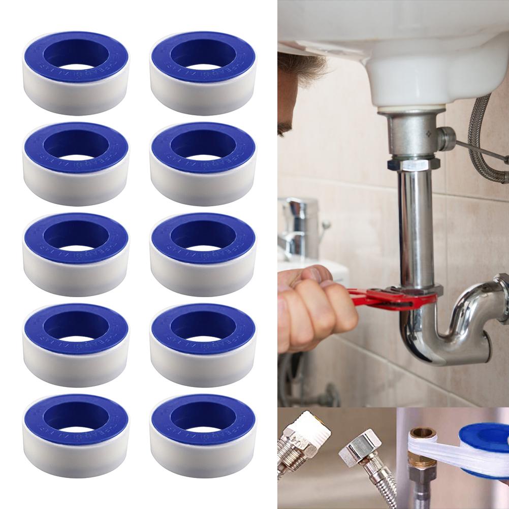 10Pcs Thread Tape Leak Proof PTFE Sealing Tape Waterproof Pipe Sealant Tape for Faucet Water Pipe Gas Pipe