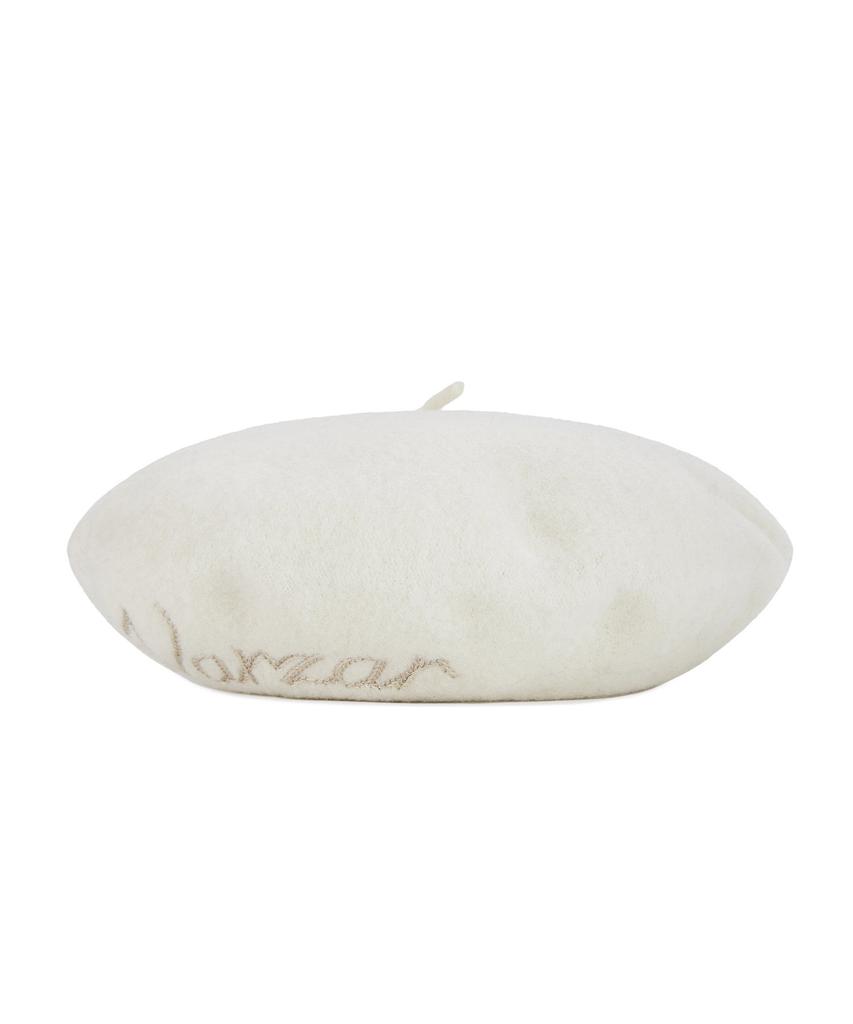 Bajal Cursive Logo Wool Beret Ivory