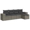 5 Piece Garden Sofa Set with Cushions Grey Poly Rattan