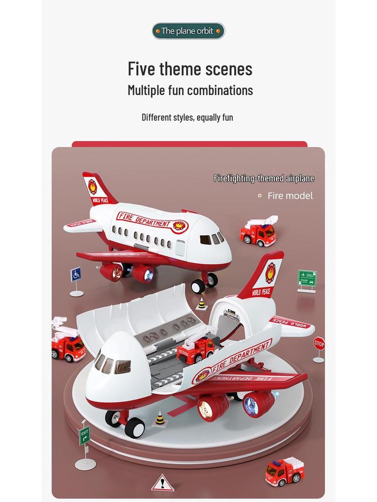 Extra Large Inertial Toy Airplane with Storage, Lights & Music - Educational Toy Set for Kids