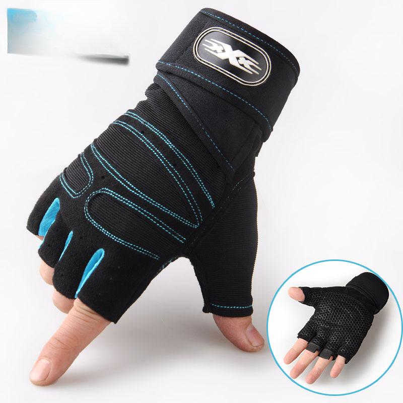 Weightlifting Half Finger Gloves Men's Sports and Fitness Equipment Outdoor Riding Anti Slip Wrist Guard Breathable Gloves Wristband Dumbbell