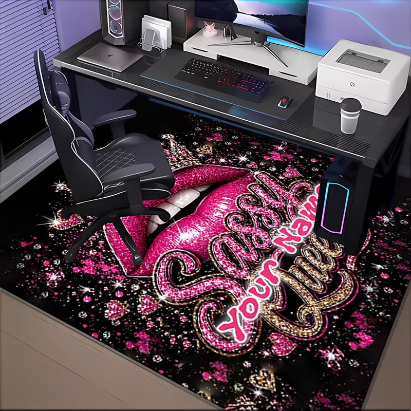 1PC Custom Name Sassy Queen Glitter Art Theme Floor Mat Ideal for Living Room, Game Rooms, Office, Bedroom,Floor Mat Playful Design