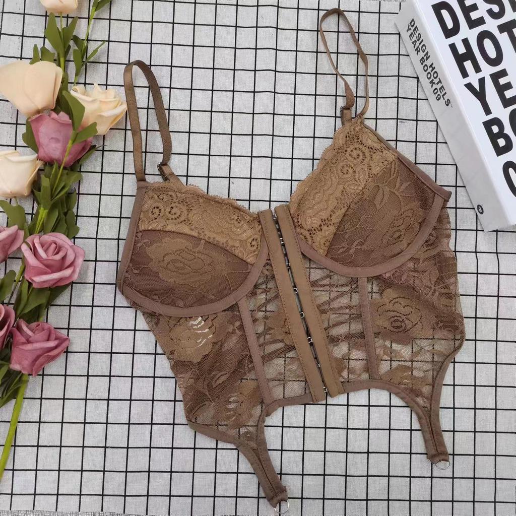 Sexy Spitzen Rückenfreies Überkreuztes Camisole Top