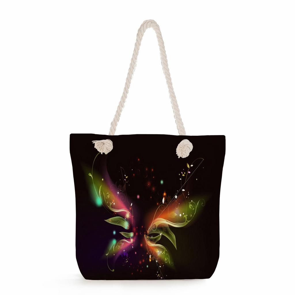 Butterfly print thick rope single-shoulder beach bag 7236 CLE