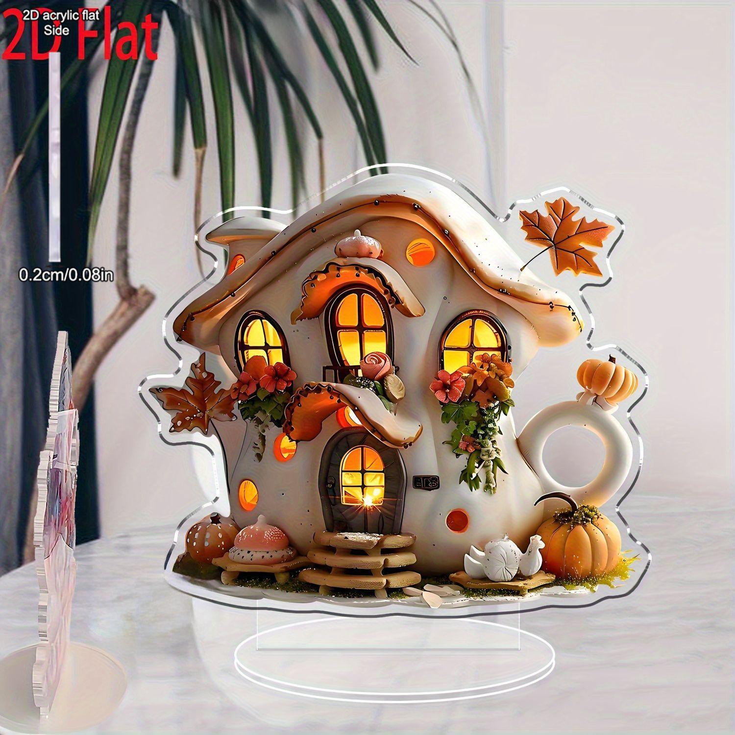 

2D Flat Acrylic Pumpkin Maple Leaf Decoration, Indoor and Outdoor Decoration - No Battery/electricity Required, Free Day Decoration 20*17cm