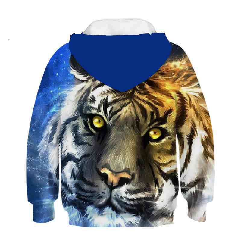 Autumn 3D Animal Tiger Pattern Printed Top Fashionable Casual Long Sleeved Children's Boy Hoodies