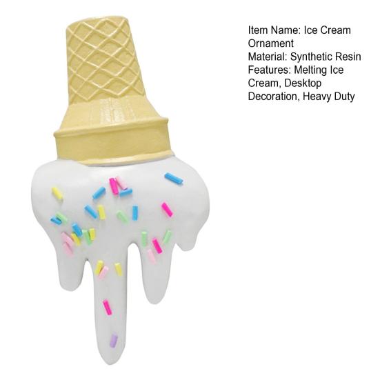 Melting Ice Cream Figurine Falling Ground Ice Cream Cone Resin Statue Sculpture Home Office Desktop Decoration Ornament