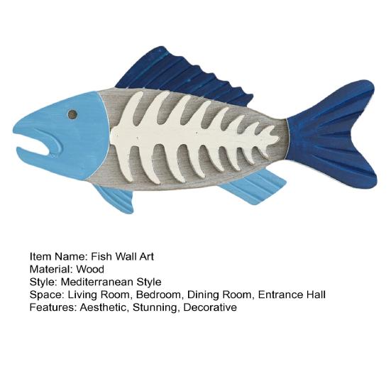 Holzfischgräten Wanddeko Strandholz Fisch Wandskulptur Vintage Mediterraner Stil Fisch Hängende Wandkunst für Zuhause Seehaus Schlafzimmer Dekor