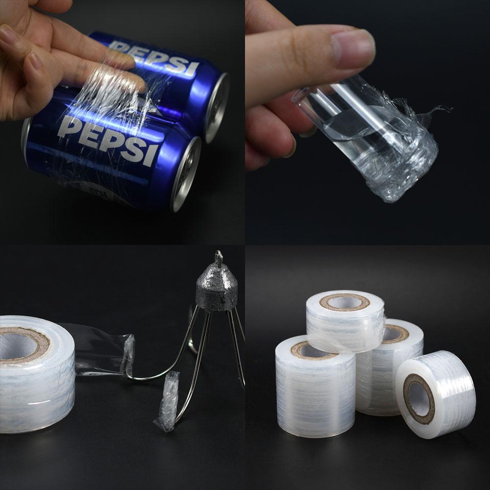 4Rolls Mini Stretch Film for Fishing Tackle Wrap | Clear Self-Adhesive Packing Film for Fishing Gear Organization & Storage