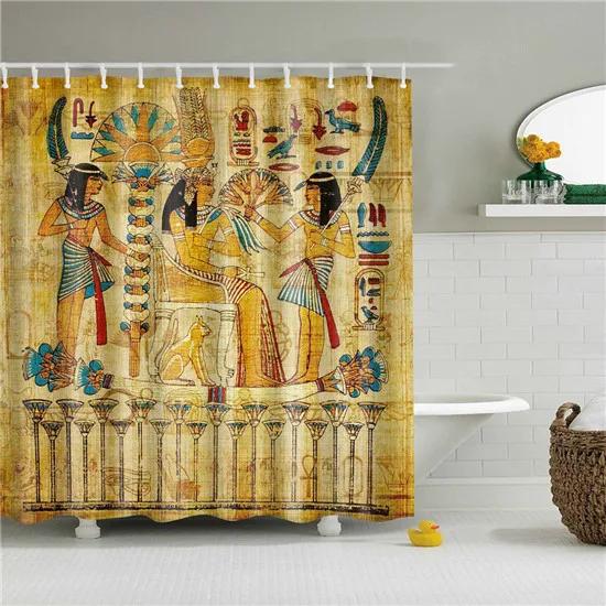 African Style Tribal Pattern Portrait Shower Curtains Fabric Waterproof Polyester For Bathroom Curtain With Hooks 180x180cm