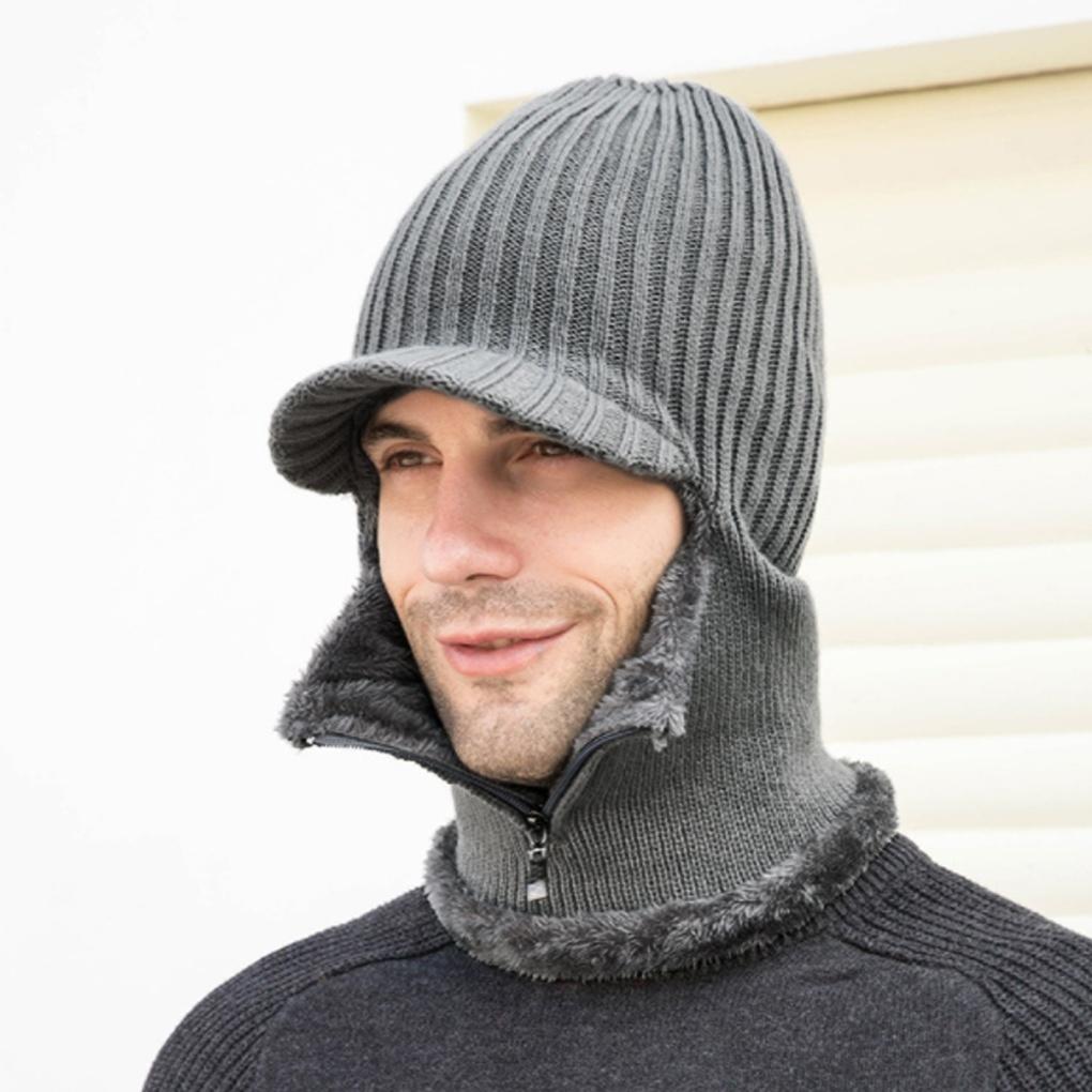 Winter Cold Weather Gear: Neck Warmer, Muffler, Fur Knit Brim Hat, Fleece Lining