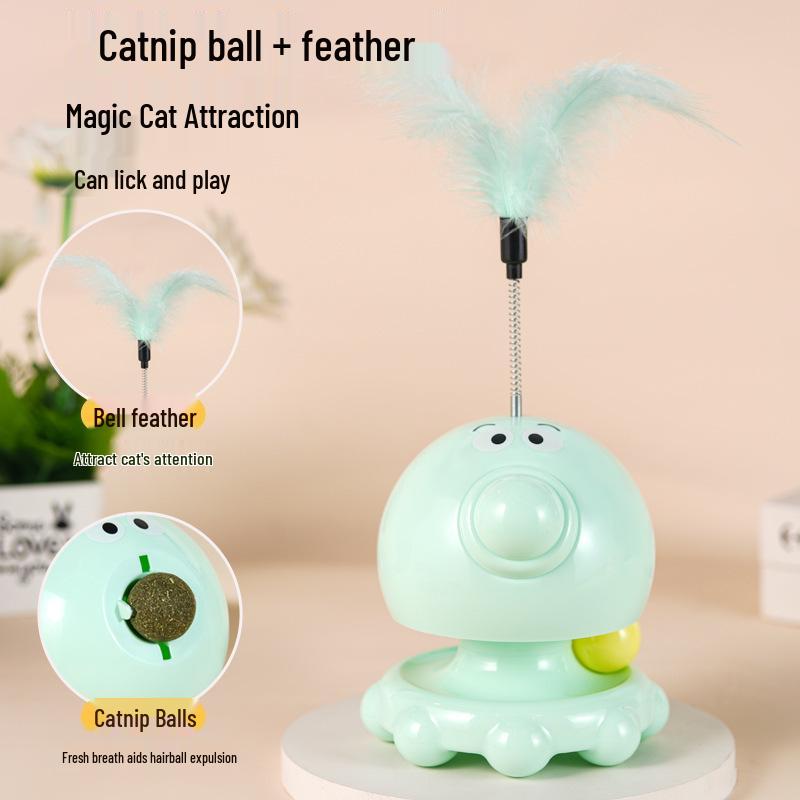 Octopus Cat Teaser Toy Set with Self-Entertainment Mint Balls and Turntable