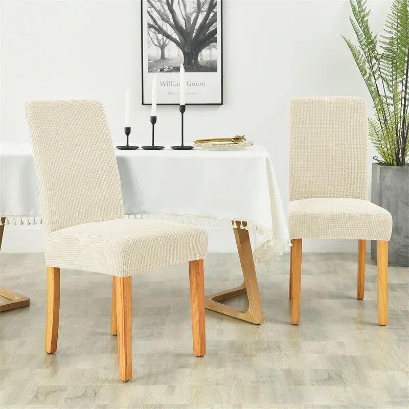 1pc Elastic Dining Chair Covers Polar Fleece Stretch Office Seat Protector Case for Wedding Hotel Banquet Wedding Party Decor
