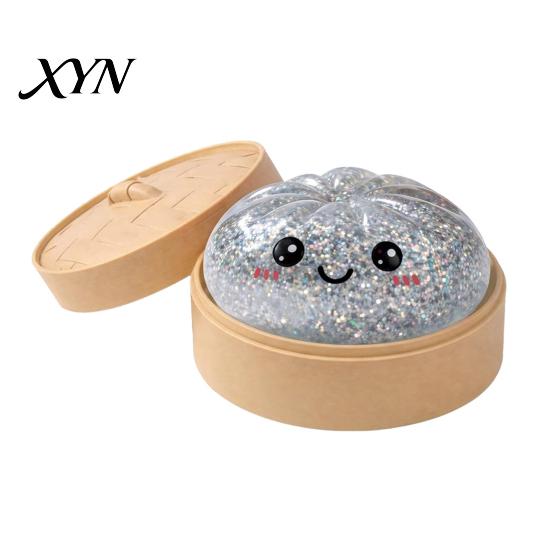 Stress Relief Toy Steamed Bun Squeeze Toy, Cute Dumpling Ball, Calming Fidget Slow Rising Decompression for Desk, Kawaii Gift Glitter