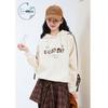 ZIHAN Women's Winter Hooded Letter Print Color-Block Sweatshirt
