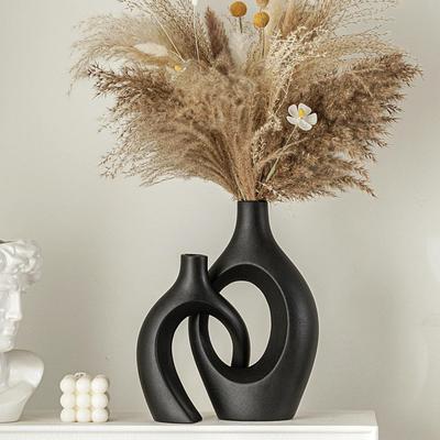 Moderner schlichter nordischer Stil Kunstkeramik-Vase 2er-Set Wohnzimmer Blumenarrangement Dekorationen Heimdeko Handwerk
