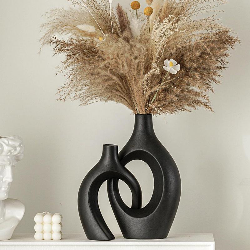 Modern Simple Nordic Style Faux Ceramic vase2Set of Living Room Flower Arrangement Decorations Home Decor Crafts