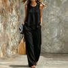 Women's Sleeveless Asymmetrical Top and Wide Leg Pants Two Piece Loose Casual Set