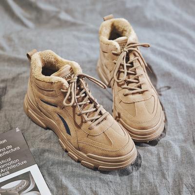 Bottes de sport en velours chaud pour femme, bottines à plateforme, de haute qualité, tendance, hiver, 358
