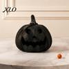 Durable Seasonal Table Centerpiece Halloween Pumpkin Figurine, Black Resin Spooky Face Sculpture, Reusable Decor Gothic Tabletop for Home Mantel