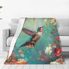 Retro Butterfly Sunflower digitalprinted polyester Bedroom velvet flannel soft sofa cover blanket Fleece blankets for beds