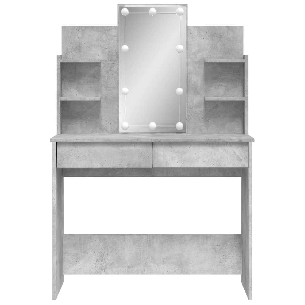 vidaXL Schminktisch mit LED-Leuchten Betongrau 96x40x142 cm