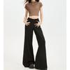 Gray American Style Low-waist Slightly Flared Suit Trousers for Women in Spring and Spring Loose and Drapey Casual Trousers