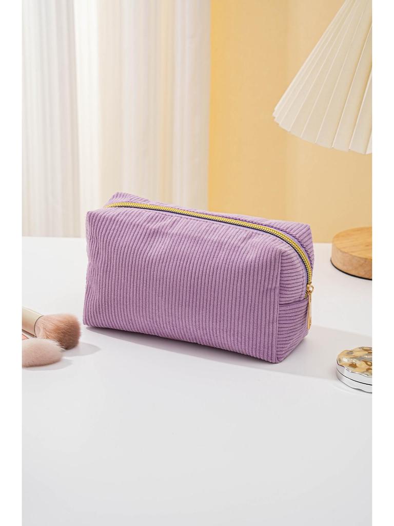 Duży piórnik i kosmetyczka z sztruksu - Przenośny schowek na przybory toaletowe i artykuły piśmiennicze na podróże służbowe