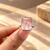Rose Quartz Emerald Cut Ring, 925 Sterling Silver Statement Ring, Minimalist Pink Gemstone Ring, Gift for Her