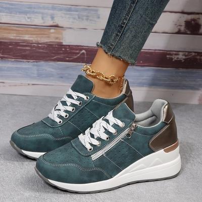 Sneakers for Women Wedges Platform Shoes Lace Up Vulcanized Shoes for Women Sport Runing Shoes Leather Casual Shoe Tenis