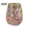Sturdy Thickened Glassware Hummingbird Joy Tea Cup, Colorful Animal Tumbler, Floral Glass Decorative Flower Bird Cup Golden Rim, Artistic Water