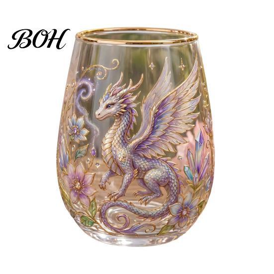 Sturdy Thickened Glassware Hummingbird Joy Tea Cup, Colorful Animal Tumbler, Floral Glass Decorative Flower Bird Cup Golden Rim, Artistic Water
