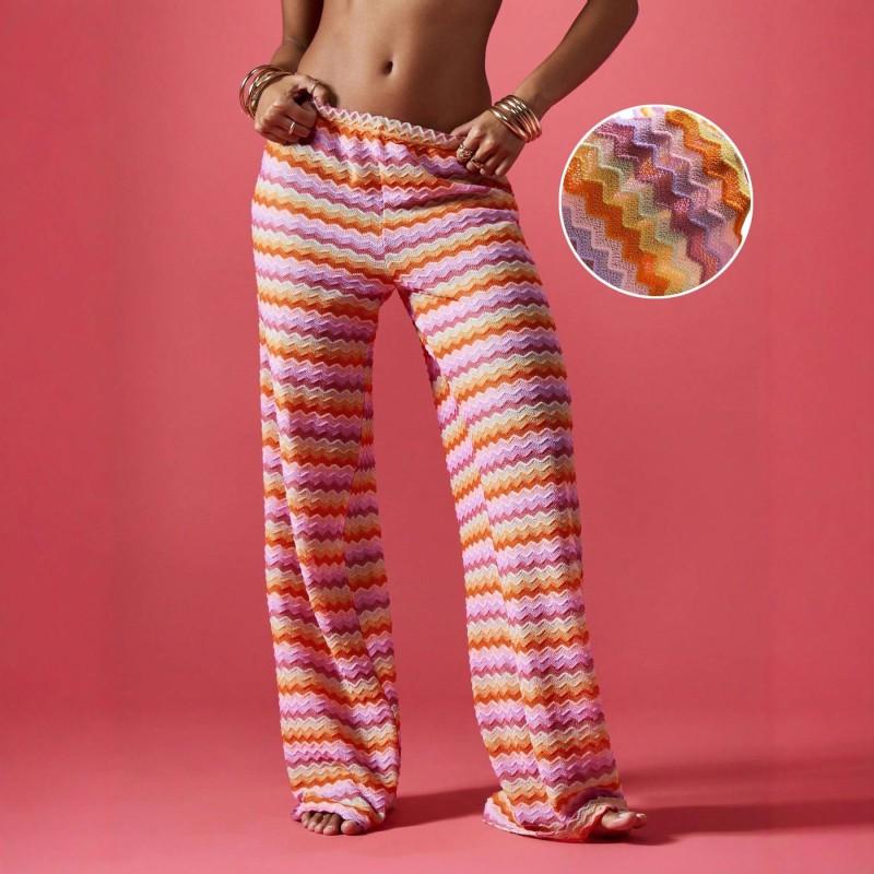 Womens Striped Wide Leg Pants Loose Casual Trousers Street Style Elastic Waist Mid-Stretch All Season