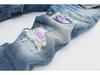 Men's Light Blue Ripped Patch Slim Fit Jeans - Hip Hop Style, Slightly Elastic, European & American High-Street Fashion