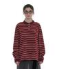 Partimento Woman Striped Long Sleeve Polo Tee_Burgundy