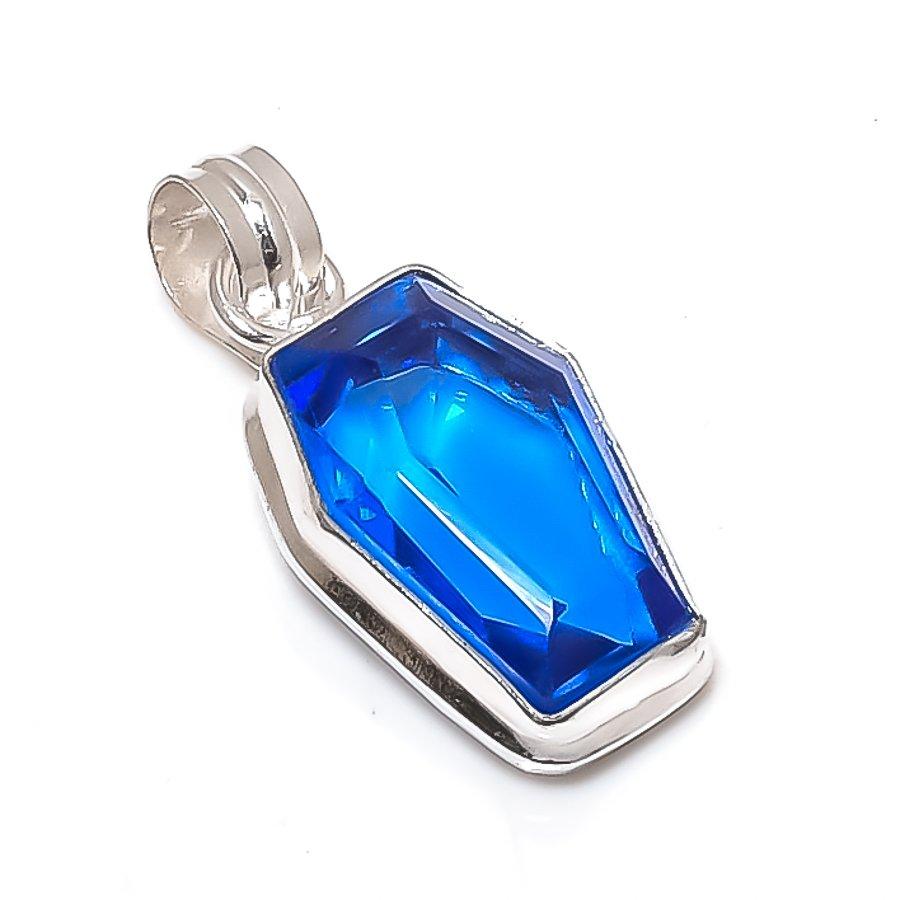 Natural Tanzanite Quartz Gemstone 925 Sterling Silver Jewelry Pendant 1.38" e3p13