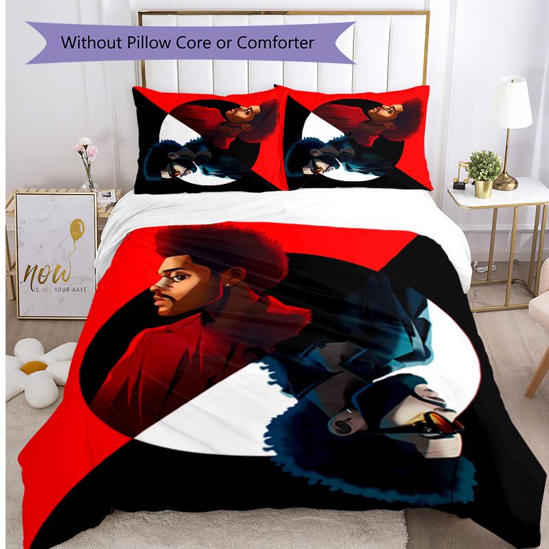 The Weeknd Printed 3PCS Bedding Set Soft Breathable Duvet Cover Pillowcases Set Washable Bedroom Decor Home Gift