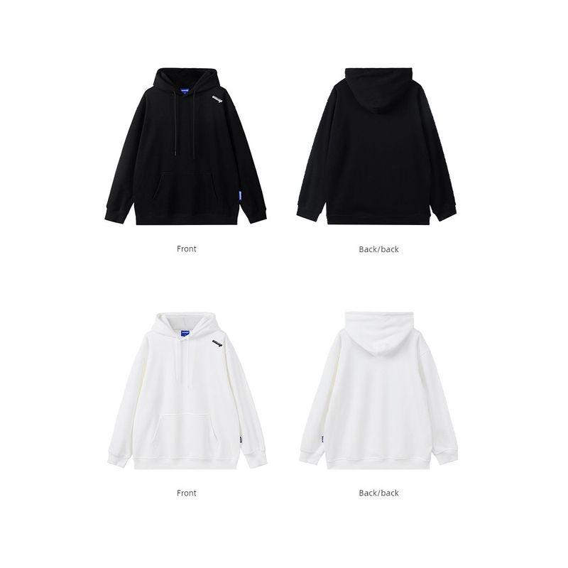 American-Style Heavyweight Letter Sweatshirt for Men, Hooded, Autumn and Winter, Fleece-Lined, Loose Fit, National Trend Brand Print, Couple's Top