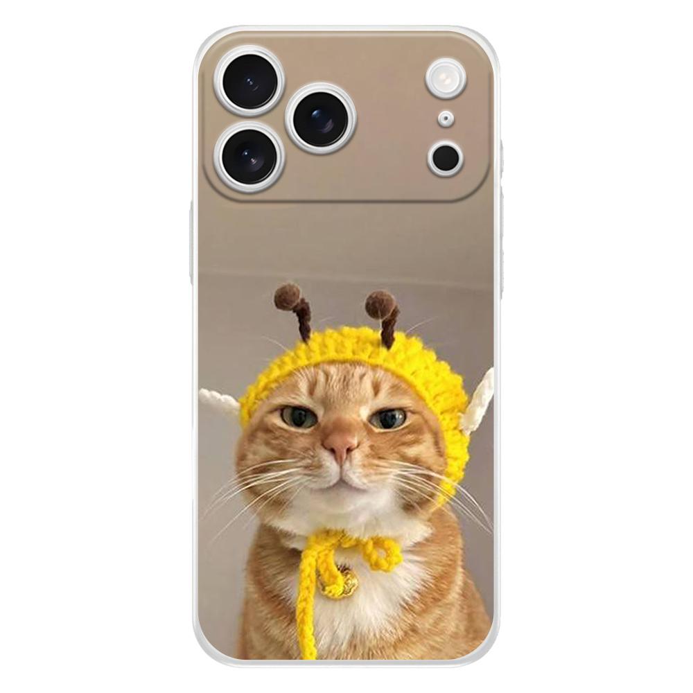 Soft Clear TPU Phone Case For iPhone 17 Air 16E 16 11 15 14 Pro MAX 12 13 7 8 Plus SE Easter Cover Protection Funny Animal Cat