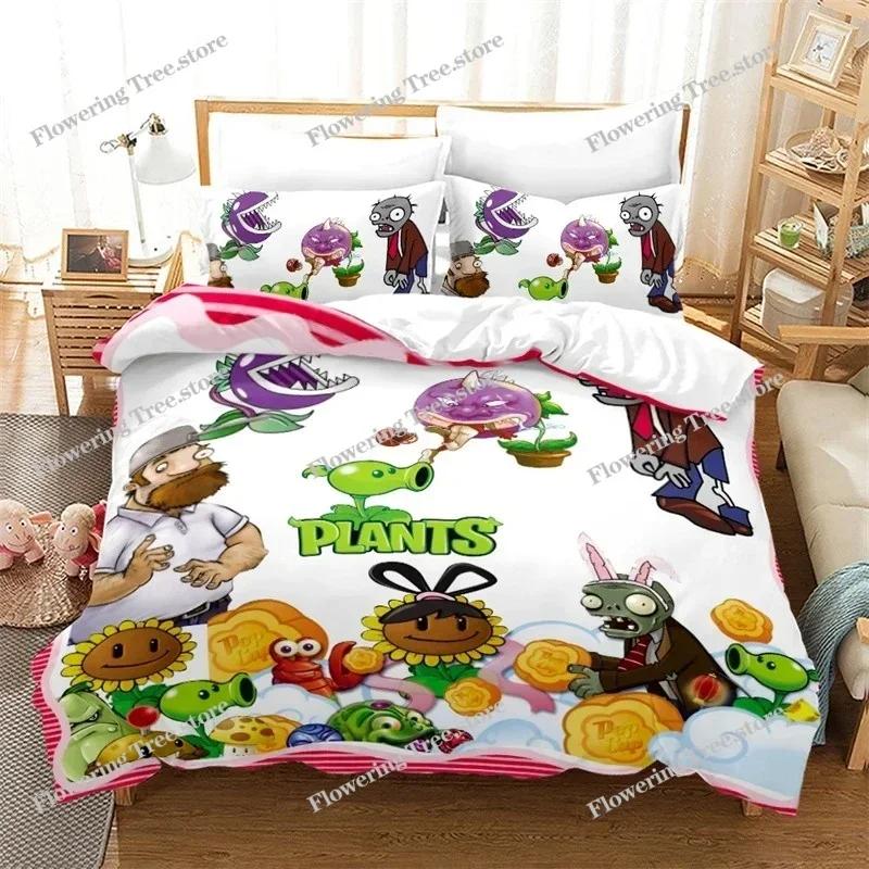 New Plant Zombie Pattern Cartoon Duvet Cover Set Pillowcase Twin Full Queen King 3d Bedding Set Single Double Size Home Textile