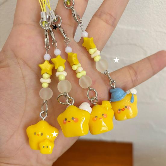 Decorative Pendant Cartoon Star Beaded Charm Portable Bag Pendant with Lanyard Mobile Phone Hanging Ornament