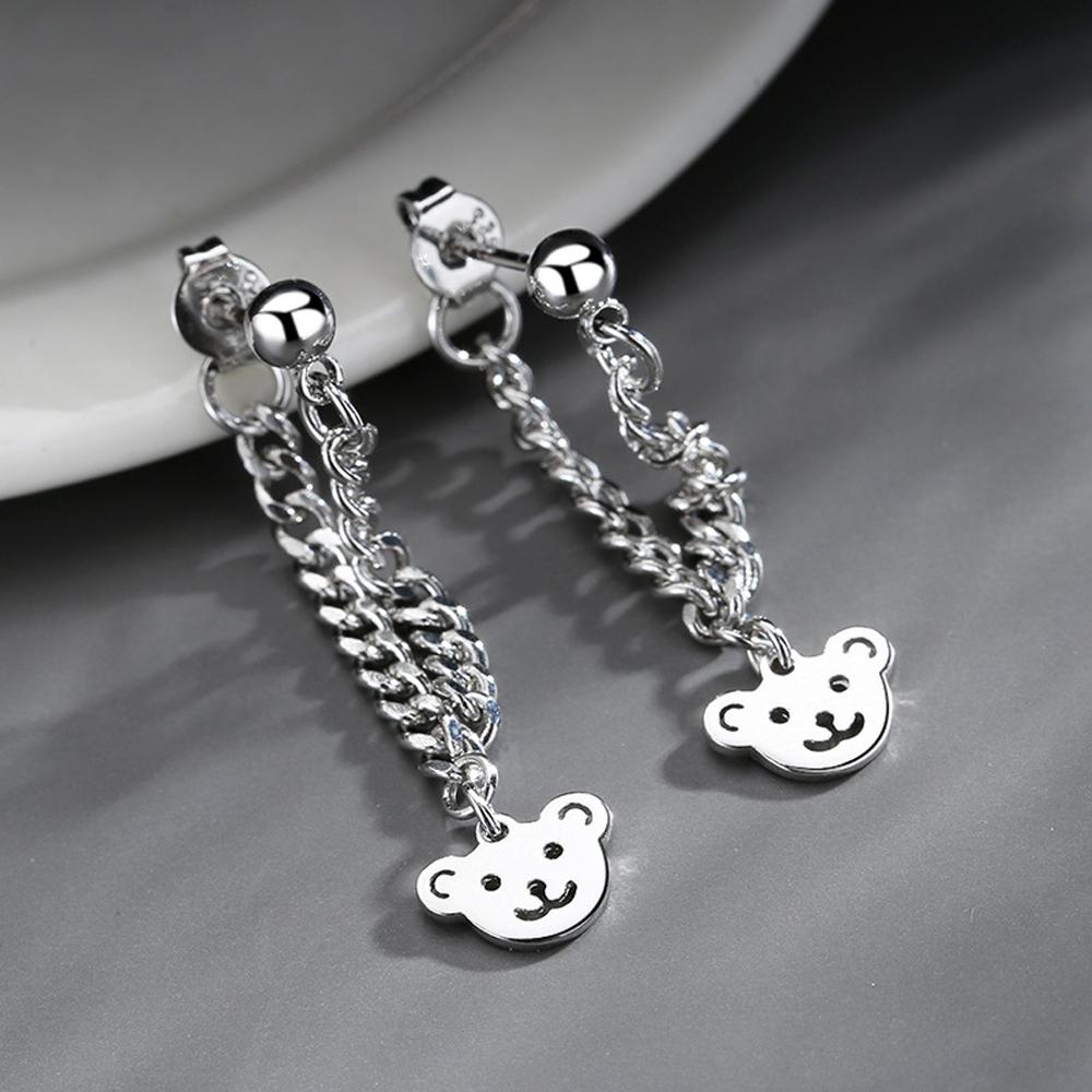 

Trendy Women Geometric Animal Girls Metal Tassel Earrings Bear Dangle Earrings Punk Chain